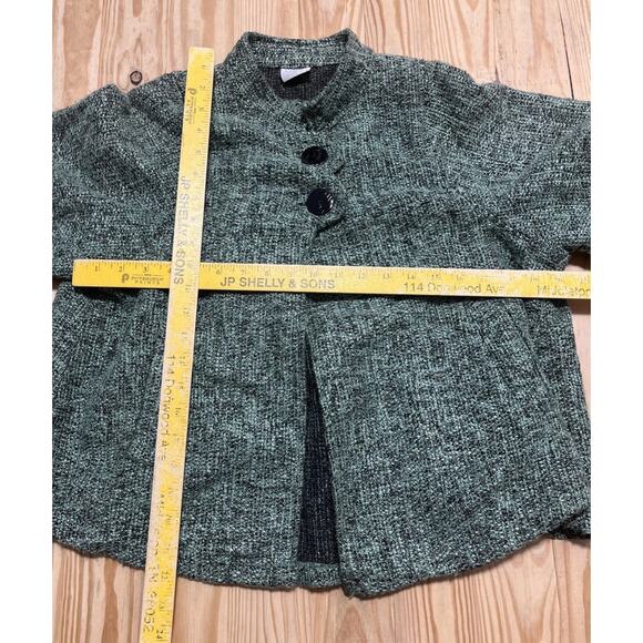 CMC Womans Sweater Cardigan Green Detail Woven Knit USA Made Size XS - Picture 6 of 6